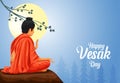 Happy Vesak Day, Buddha Purnima wishes greetings with buddha. Can be used for poster, banner, logo, background, greetings, print Royalty Free Stock Photo