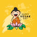 Happy Vesak Day with Cute Buddha Illustration