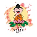 Happy Vesak Day with Cute Buddha Illustration