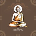 Happy Vesak day or mahavir jayanti background with lord buddha