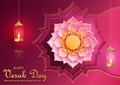 Happy Vesak Day with Oriental Asian elements