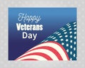 Happy veterans day, american flag banner on gray dots background Royalty Free Stock Photo