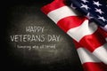 Happy Veterans Day with American flag Royalty Free Stock Photo