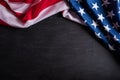 Happy Veterans Day. American flags veterans against a blackboard background Royalty Free Stock Photo