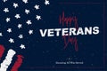 Happy Veterans Day. Greeting card with USA flag on background with texture. National American holiday event. Flat vector Royalty Free Stock Photo