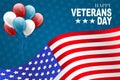Happy Veterans Day. Honoring all who served. American flag cover. USA National holiday design concept. A bunch of blue and red bal