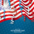 Happy Veterans Day. Honoring all who served. American flag cover. USA National holiday design concept with falling ringlets and co Royalty Free Stock Photo
