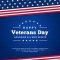 Happy veterans day honoring all who served retro vintage logo badge celebration poster background vector design with usa flag Royalty Free Stock Photo