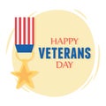 Happy veterans day, medal star prize american flag, US military armed forces soldier