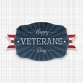 Happy Veterans Day national Label with Ribbon