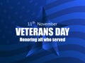 Happy Veterans Day 11th of November. Honoring all who served. Greeting card with flag usa on background. Vector Royalty Free Stock Photo