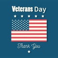 Happy veterans day, thank you card american flag patriotism Royalty Free Stock Photo