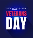 Happy Veterans Day typographic poster design on a blue background. - Vector