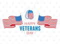 Happy veterans day, US military armed forces soldier flags and medal stars background