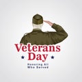 Happy veterans day USA. American old soldier back view. vector illustration design Royalty Free Stock Photo