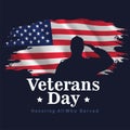 Happy veterans day USA. American old soldier back view. vector illustration design Royalty Free Stock Photo