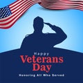 Happy veterans day USA. American old soldier saluting with flag. vector illustration design Royalty Free Stock Photo