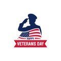 Happy veterans day vector illustration. good for the veterans day celebration. vector flat with blue and red colors Royalty Free Stock Photo