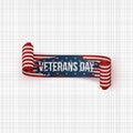Happy Veterans Day vector vintage Ribbon