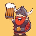 Happy viking warrior large beer laughing vector graphics
