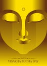 Happy visakha bucha Vesak day with abstract gold face Buddha statue vector design Royalty Free Stock Photo