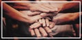 Happy volunteer family putting their hands together Royalty Free Stock Photo