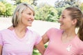 Happy volunteers participating in breast cancer awareness Royalty Free Stock Photo