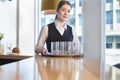 Happy waitress at work Royalty Free Stock Photo