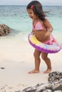 Happy walking child on the sea Royalty Free Stock Photo