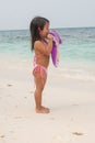 Happy walking child on the sea Royalty Free Stock Photo