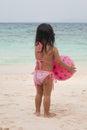 Happy walking child on the sea Royalty Free Stock Photo