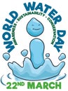 Happy Water Splashing with some Precepts for World Water Day, Vector Illustration