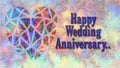 happy wedding anniversary greetings background love, heart, pink, indigo, orange, banner, wallpaper, template,