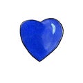 Happy Wedding Day Watercolor blue painted heart, handdraw element for your design