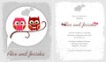 Happy wedding invitation with owl