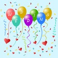 Happy Wedding text on balloons illustrator.