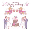 Happy weddings. Vector illustration. Wedding ceremony. Wedding