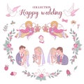 Happy weddings. Vector illustration. Wedding ceremony. Wedding