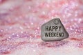 Happy weekend engrave on stone Royalty Free Stock Photo