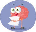 Happy Brain Holding a Pillow Enjoying Sleep Vector Cartoon Illustration