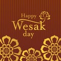 Happy Wesak day with Gold Happy Wesak day text and lotus