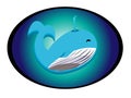 Happy whale icon with blue background for you to swim in the sea