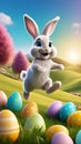 Happy white cartoon bunny running Royalty Free Stock Photo