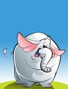 Cartoon happy white elephant