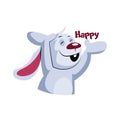Happy white rabbit vector illustration on a Royalty Free Stock Photo
