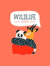Wildlife Day card of animal friends hugging