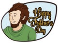 Happy Winking Dad in a Sign for Father's Day Celebration, Vector Illustration