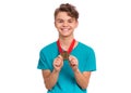 Teen boy with medal Royalty Free Stock Photo