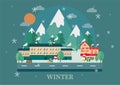 Happy Winter Ball design vector. Illustration card background with winter season concept Royalty Free Stock Photo