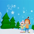 Happy Winter cute Kids Royalty Free Stock Photo